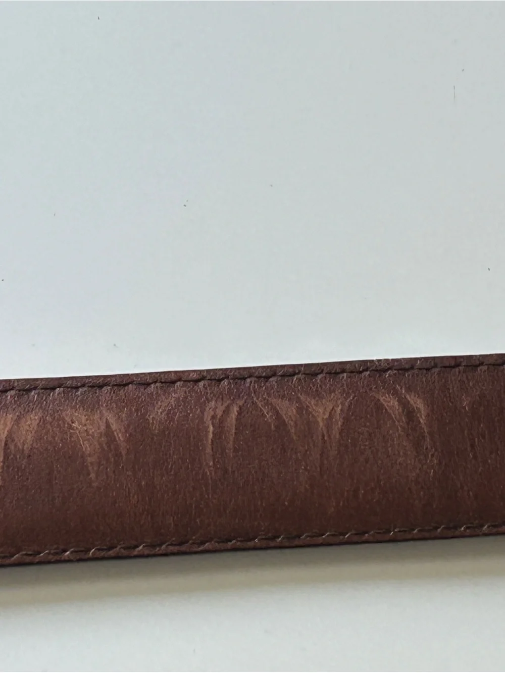 Polo Ralph Lauren Brown Leather Belt Metal Logo Plaque Men Style 2113620 Size 42